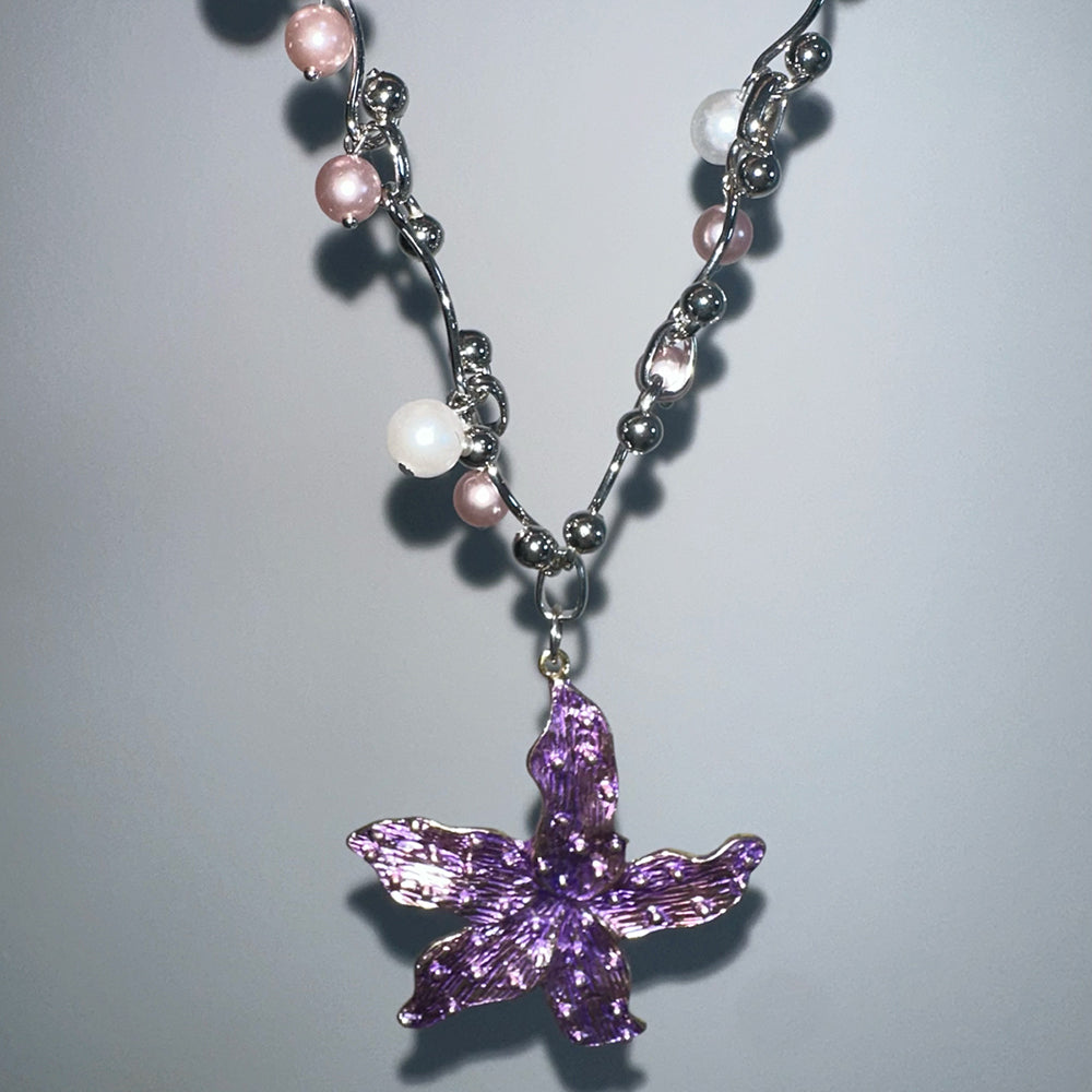 Purple Tropical Flower Choker