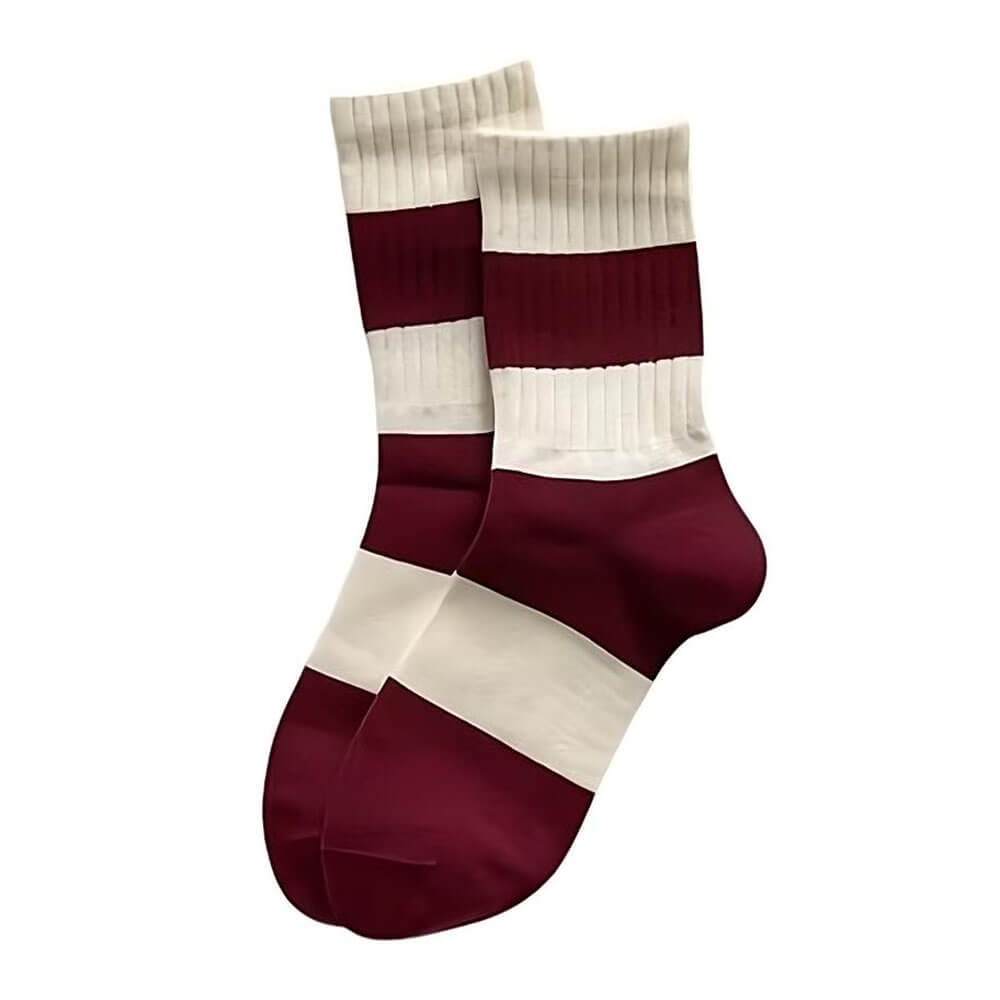 Red & Beige Striped Socks