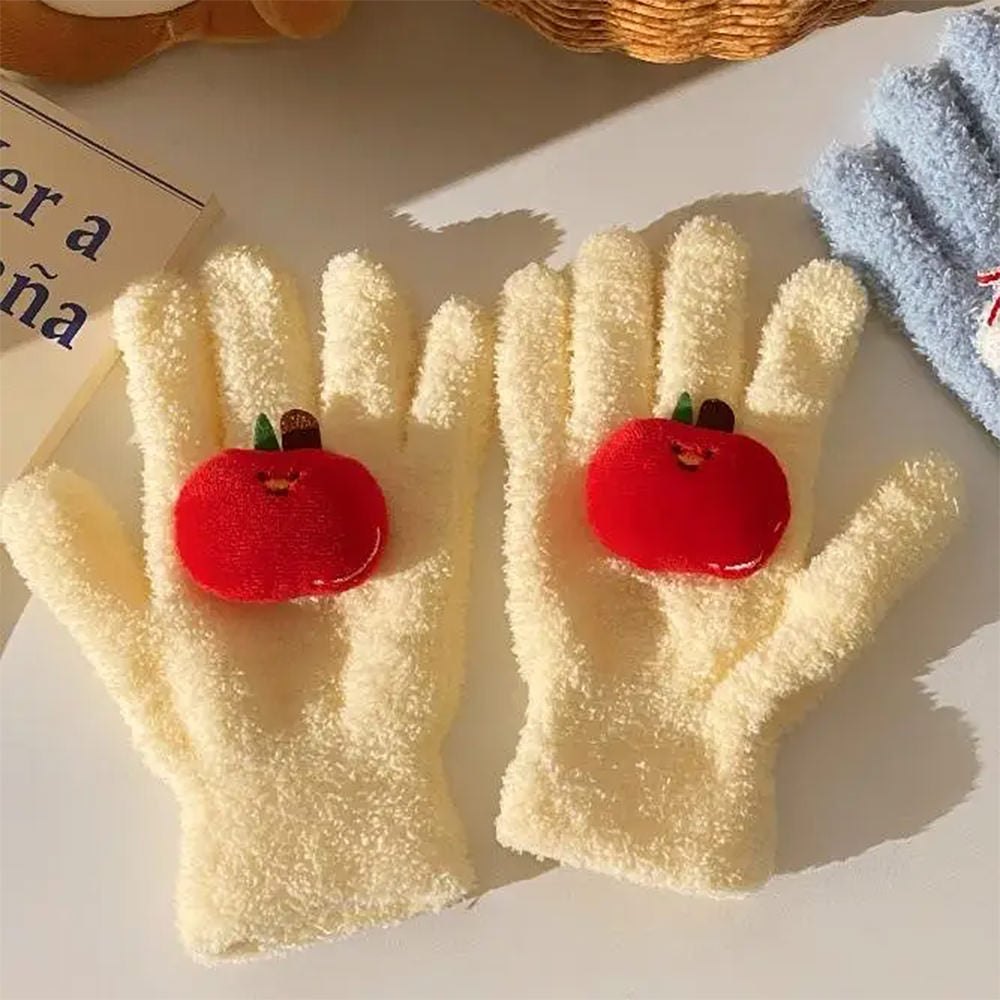 Red Apple Fuzzy Gloves
