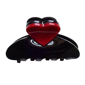 Red Heart Mini Hair Claw