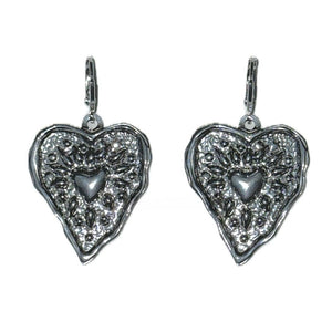 Silver Heart Coin Earrings
