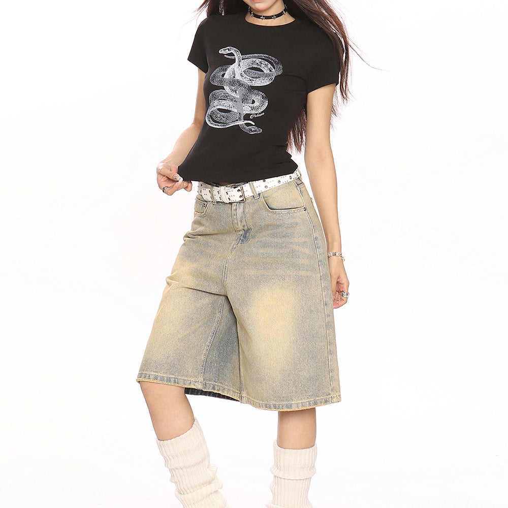 Snake Graphic Fitted T-Shirt