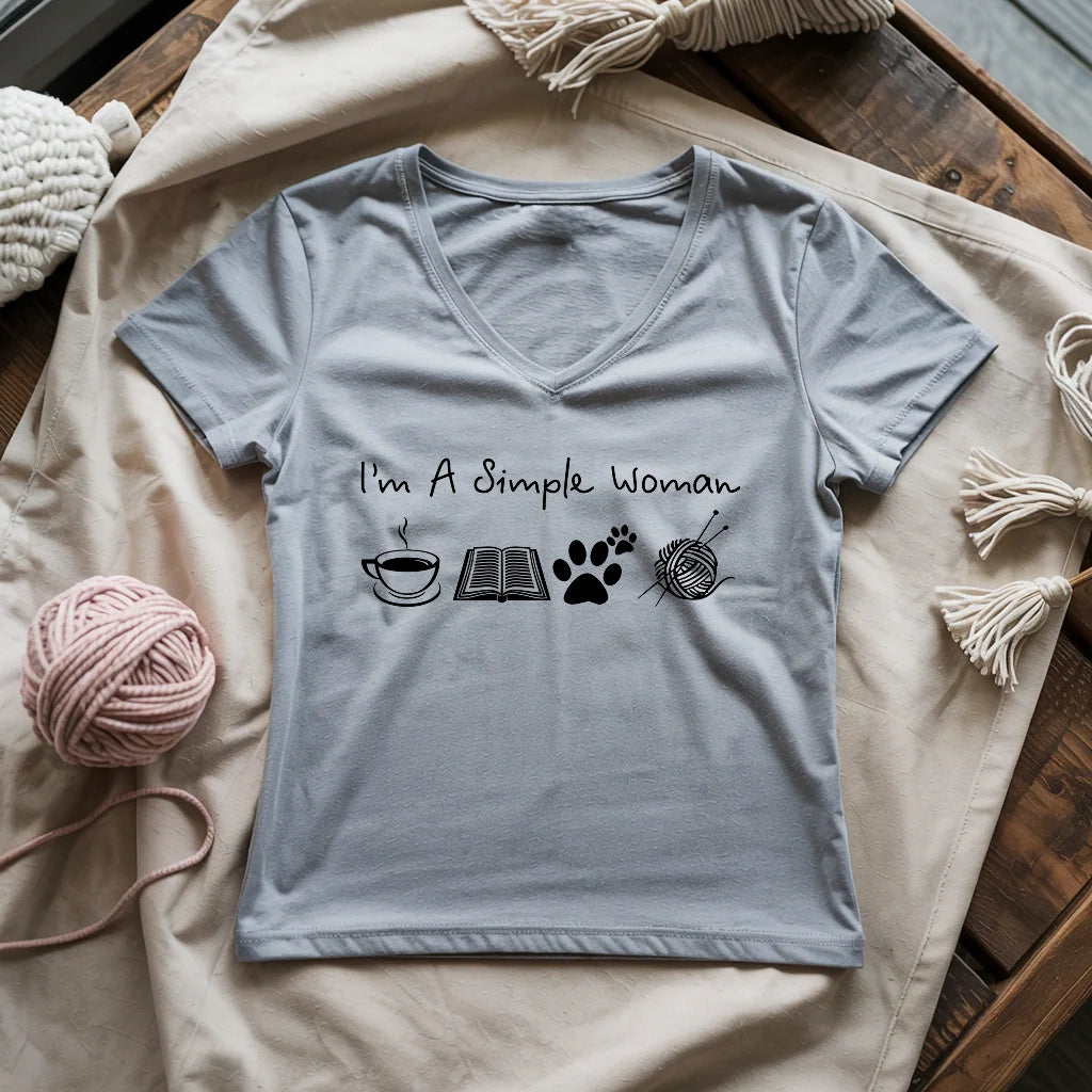 Simple Woman Lady V-neck