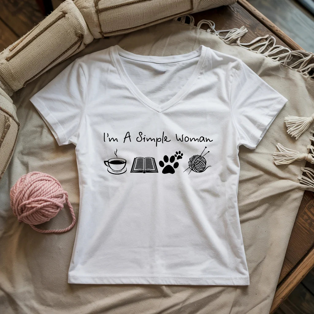 Simple Woman Lady V-neck