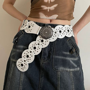 White Studded Boho Belt