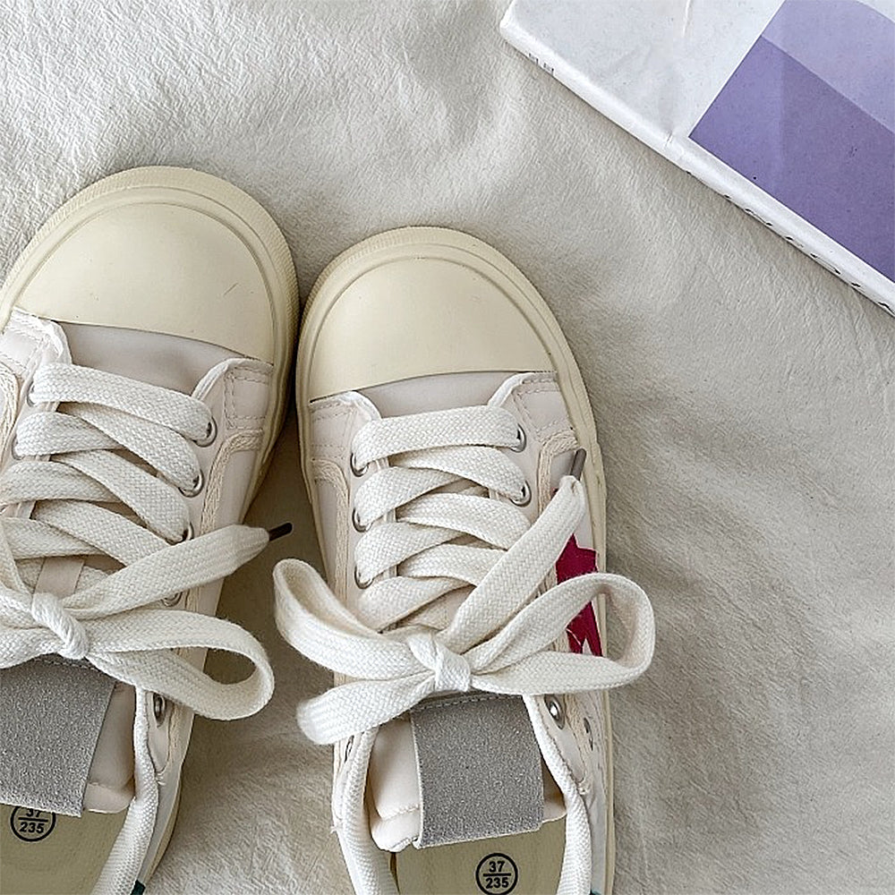 White & Red Star Sneakers