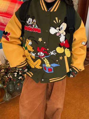 Cartoon College Style Bomber Jacket