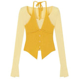 Springtime Layered Halter Knit Top